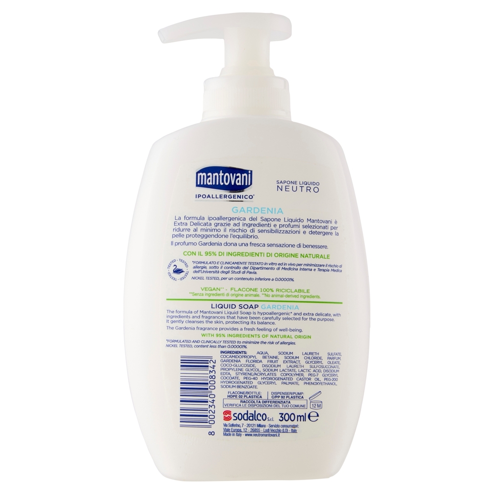 mantovani sapone Liquido Neutro Gardenia 300 ml